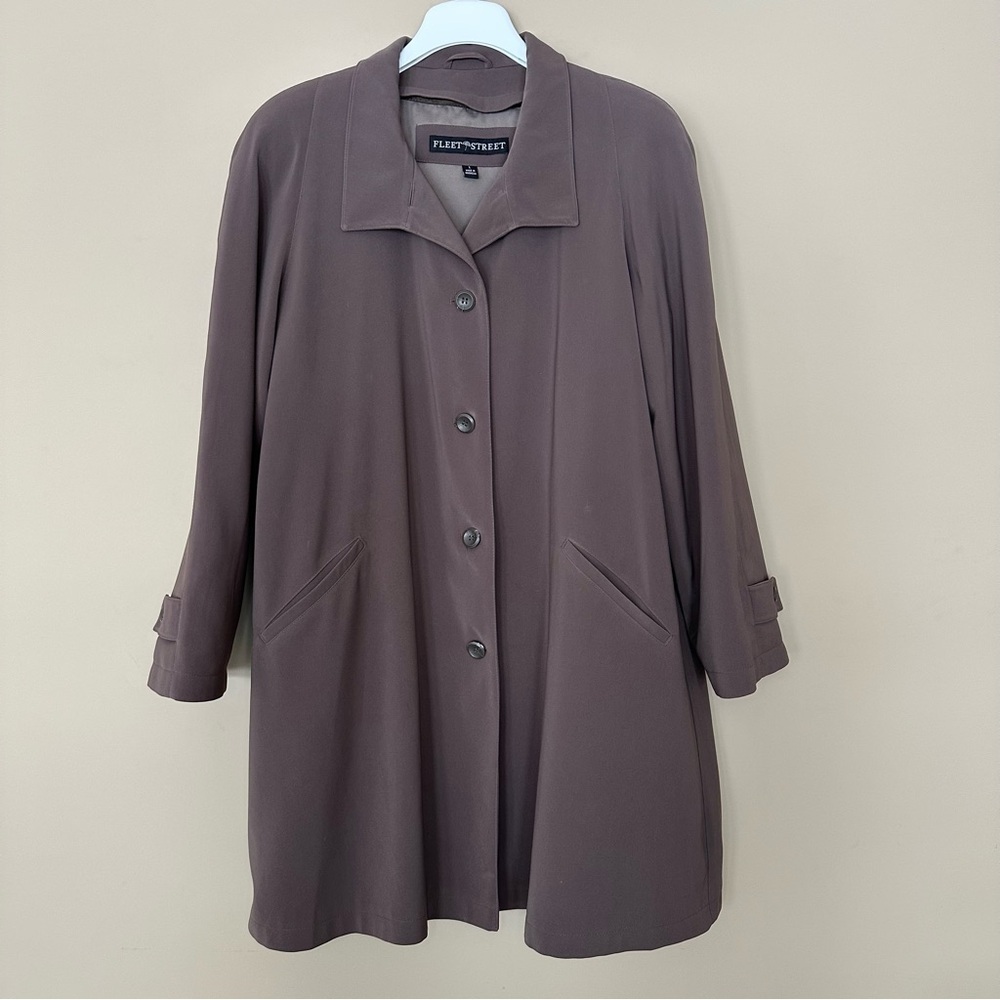 Fleet Street Women Large Long Trench Coat Brown Removable Lining Neutral Button